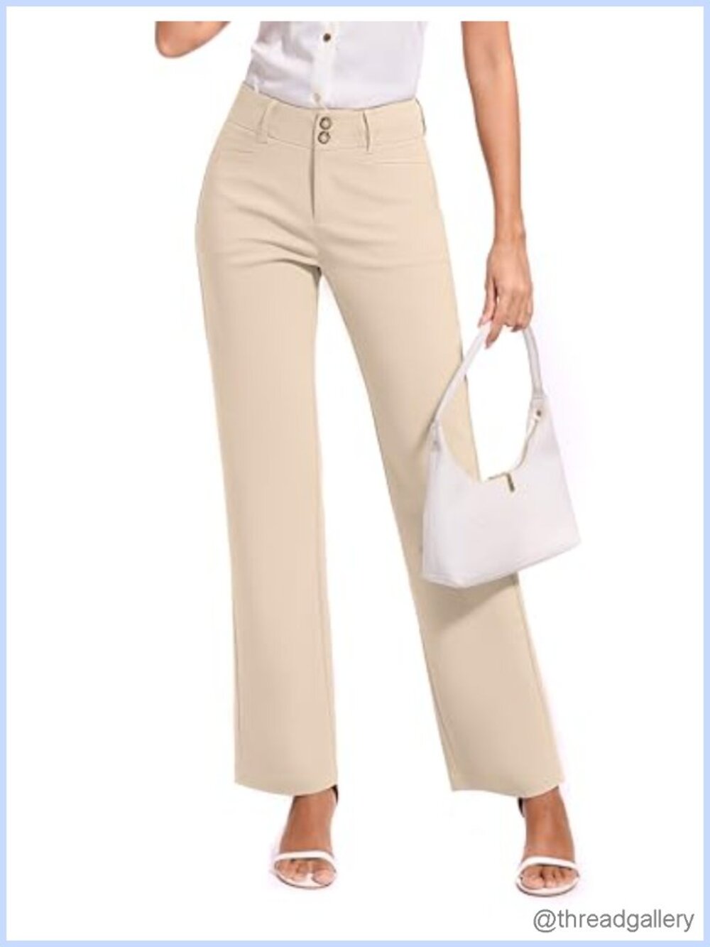 Women's Stretch Dress Pants High Rise Straight Leg Side Pockets Business Casual